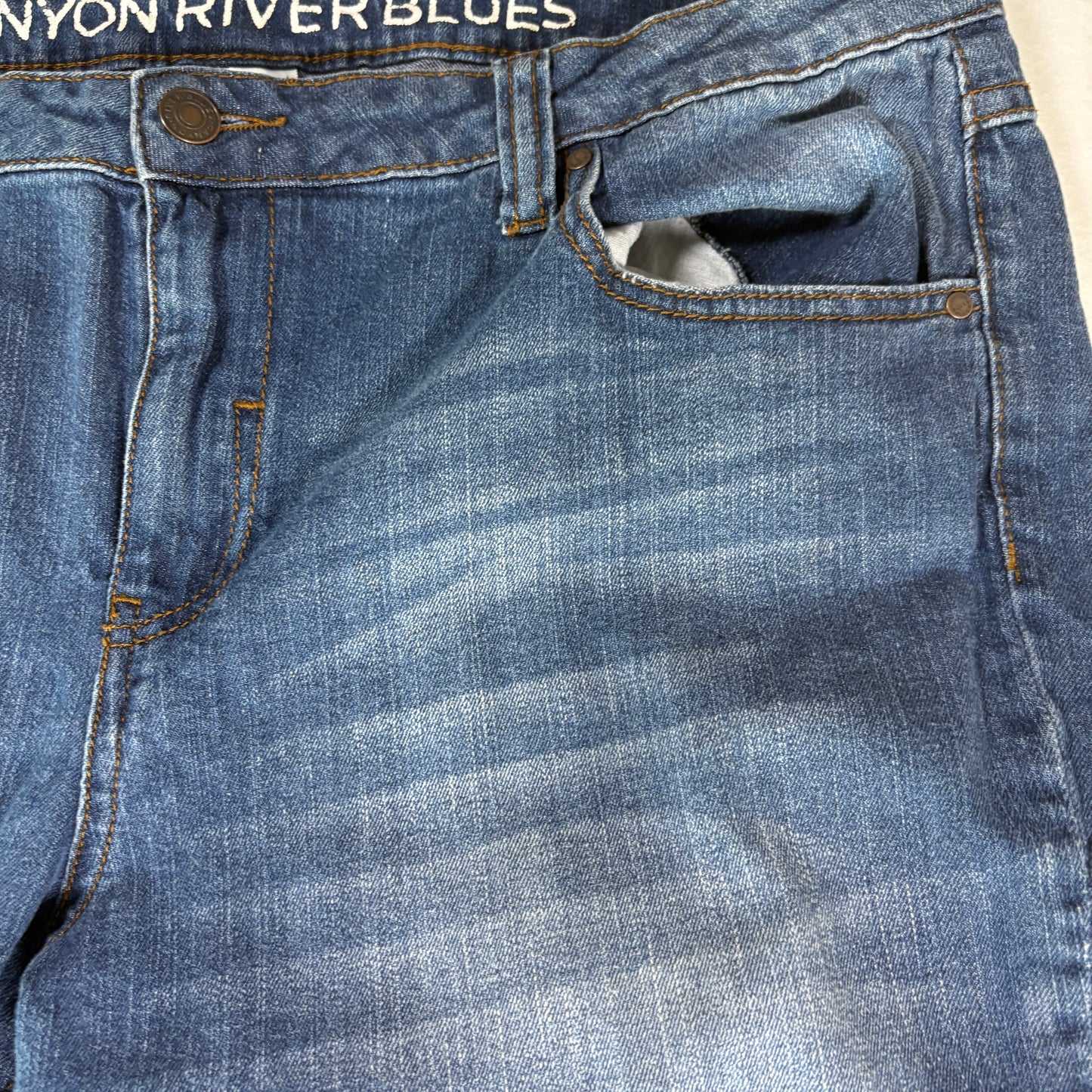 Canyon River Blues Jeans Womens 14 Blue Distressed Ripped Baggy Denim Pants