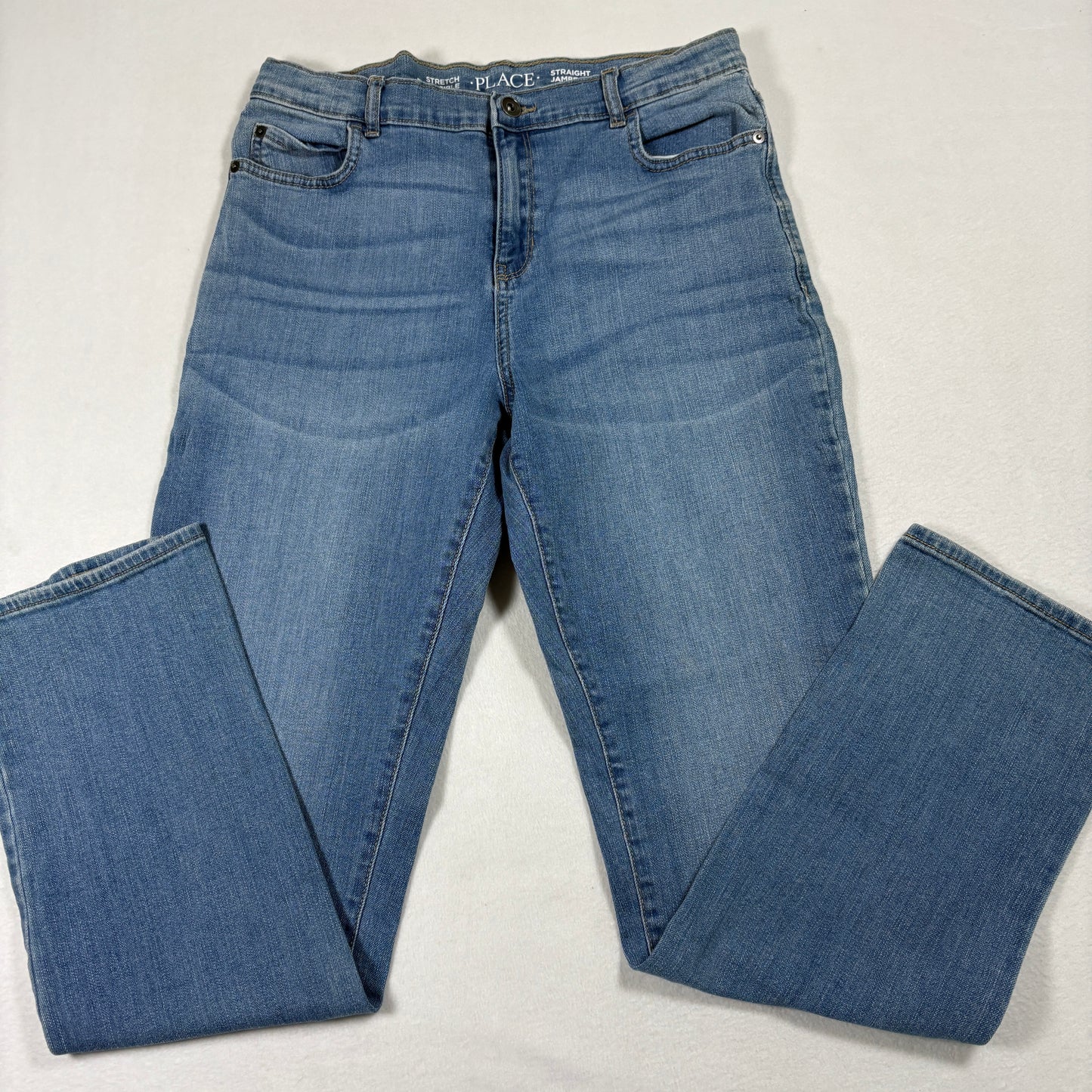 The Childrens Place Boys Jeans Size 18 Straight Stretch Denim Blue Wash Casual