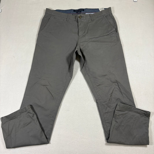 Tommy Hilfiger Chino Pants Mens 34x32 Slim Fit Gray Khaki Casual Dress Trousers