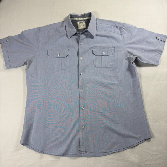Heritage Brand Shirt Mens XXL Blue Vintage Workwear Short Sleeve Button Up Retro