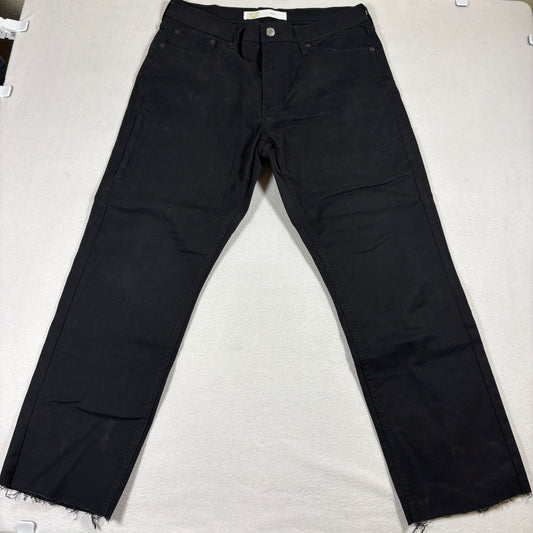 Levi Strauss Signature Jeans Mens 33x32 Black Denim Athletic Fit Frayed Hem