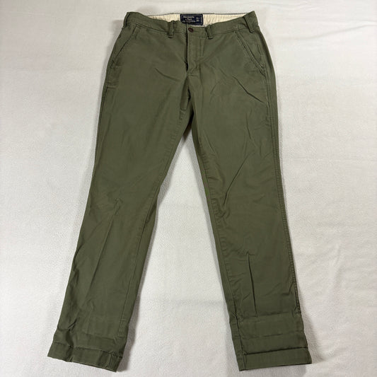 Abercrombie Skinny Chino Pants Olive Green Stretch 31x30 Fits Like 30x28