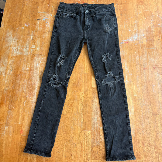 RSQ London Skinny Jeans Mens 30x30 Black Distressed Ripped Stretch Denim Punk