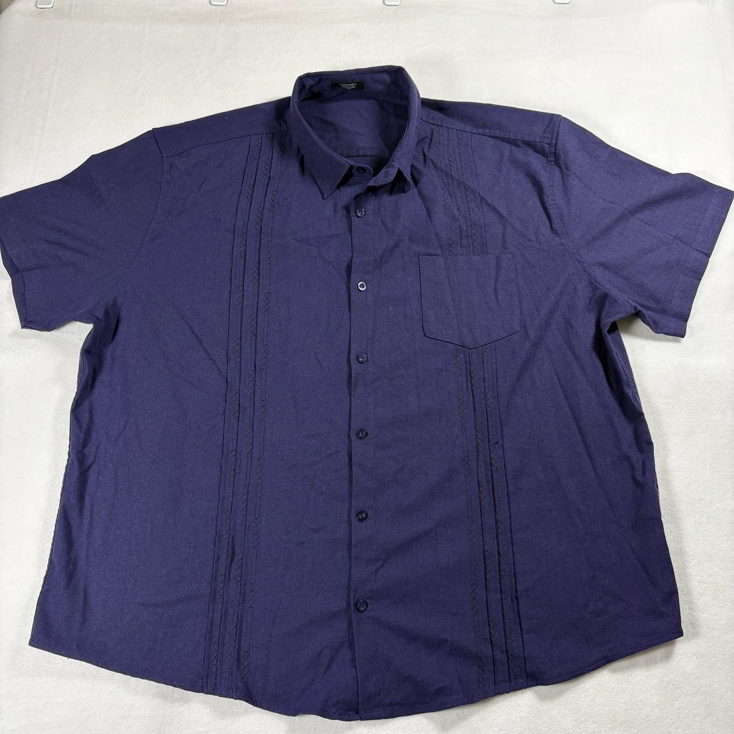 COOFANDY Shirt Mens XXXL Purple Short Sleeve Button Up Guayabera Casual RetroFit