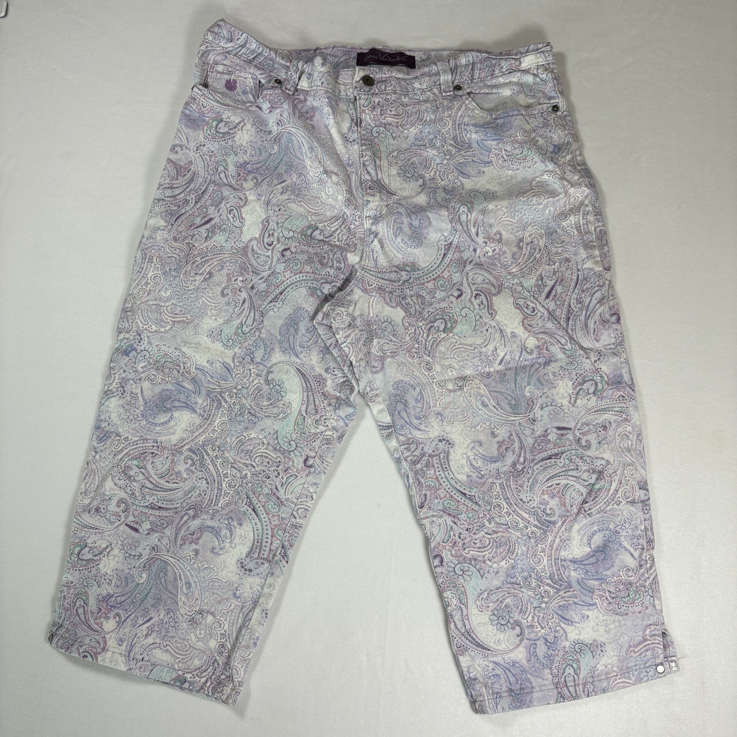 Gloria Vanderbilt Capri Pants Womens 18 Paisley Print Cropped Denim Casual