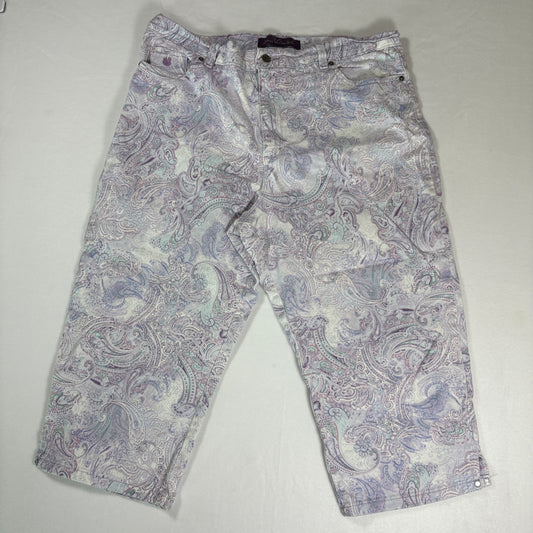 Gloria Vanderbilt Capri Pants Womens 18 Paisley Print Cropped Denim Casual