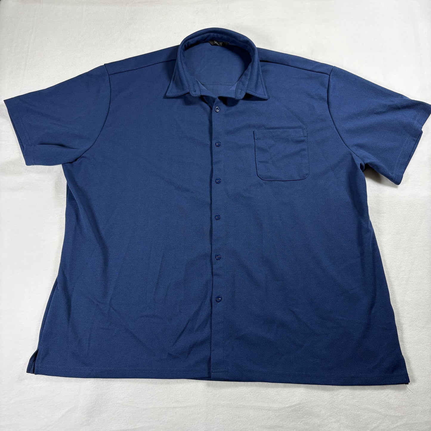 Coofandy Shirt Mens XXXL Blue Short Sleeve Button Up Casual Workwear Retro Style