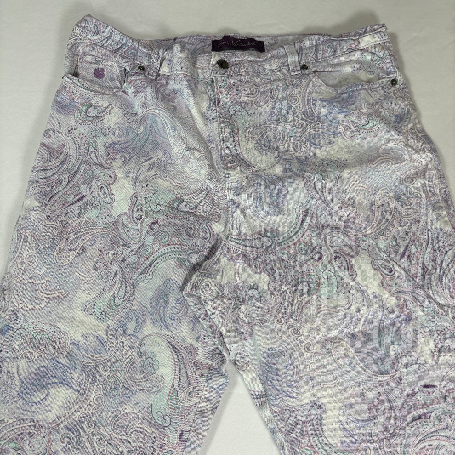 Gloria Vanderbilt Capri Pants Womens 18 Paisley Print Cropped Denim Casual