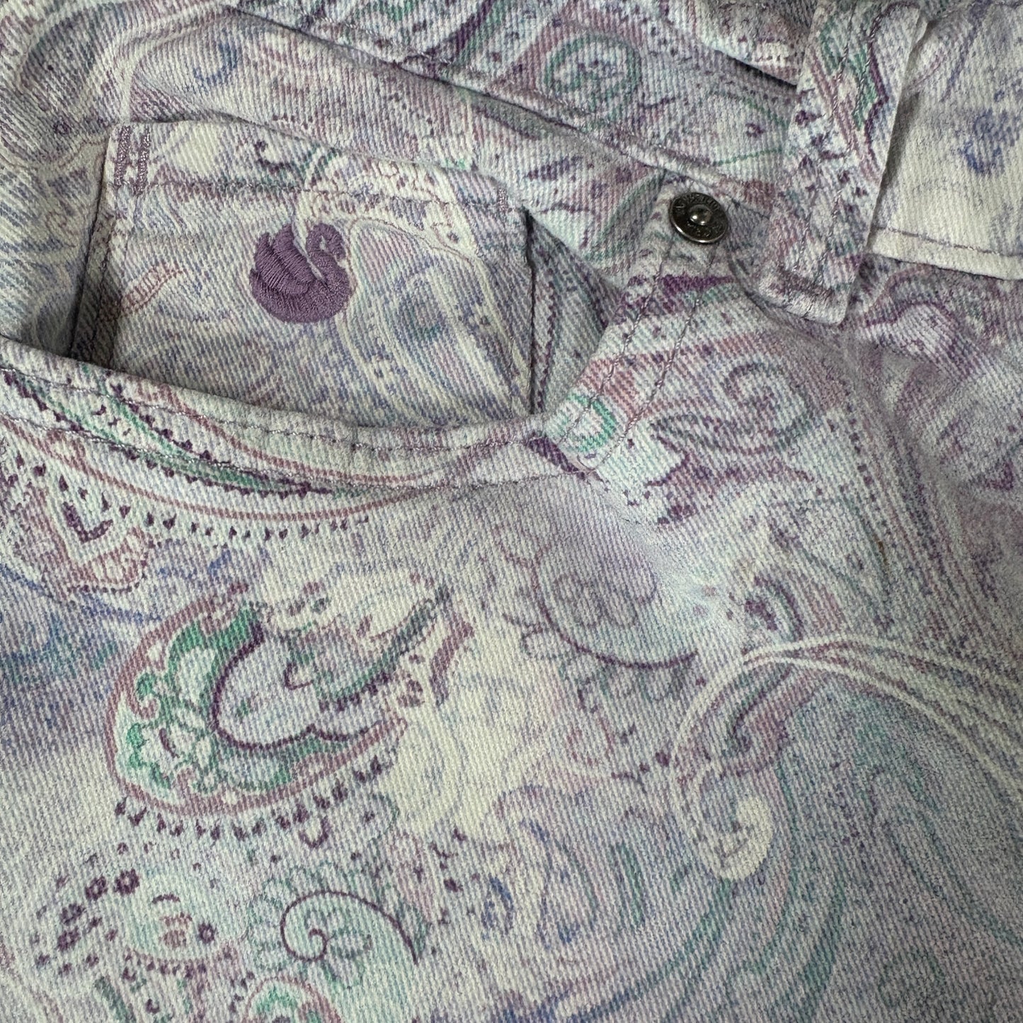 Gloria Vanderbilt Capri Pants Womens 18 Paisley Print Cropped Denim Casual