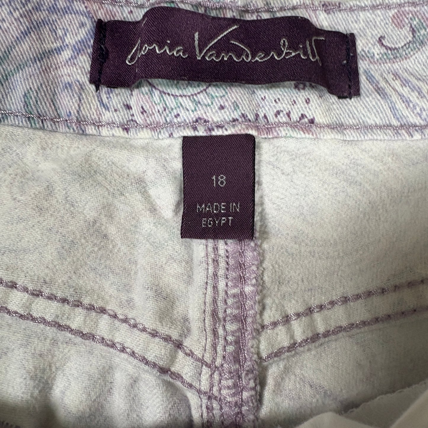 Gloria Vanderbilt Capri Pants Womens 18 Paisley Print Cropped Denim Casual