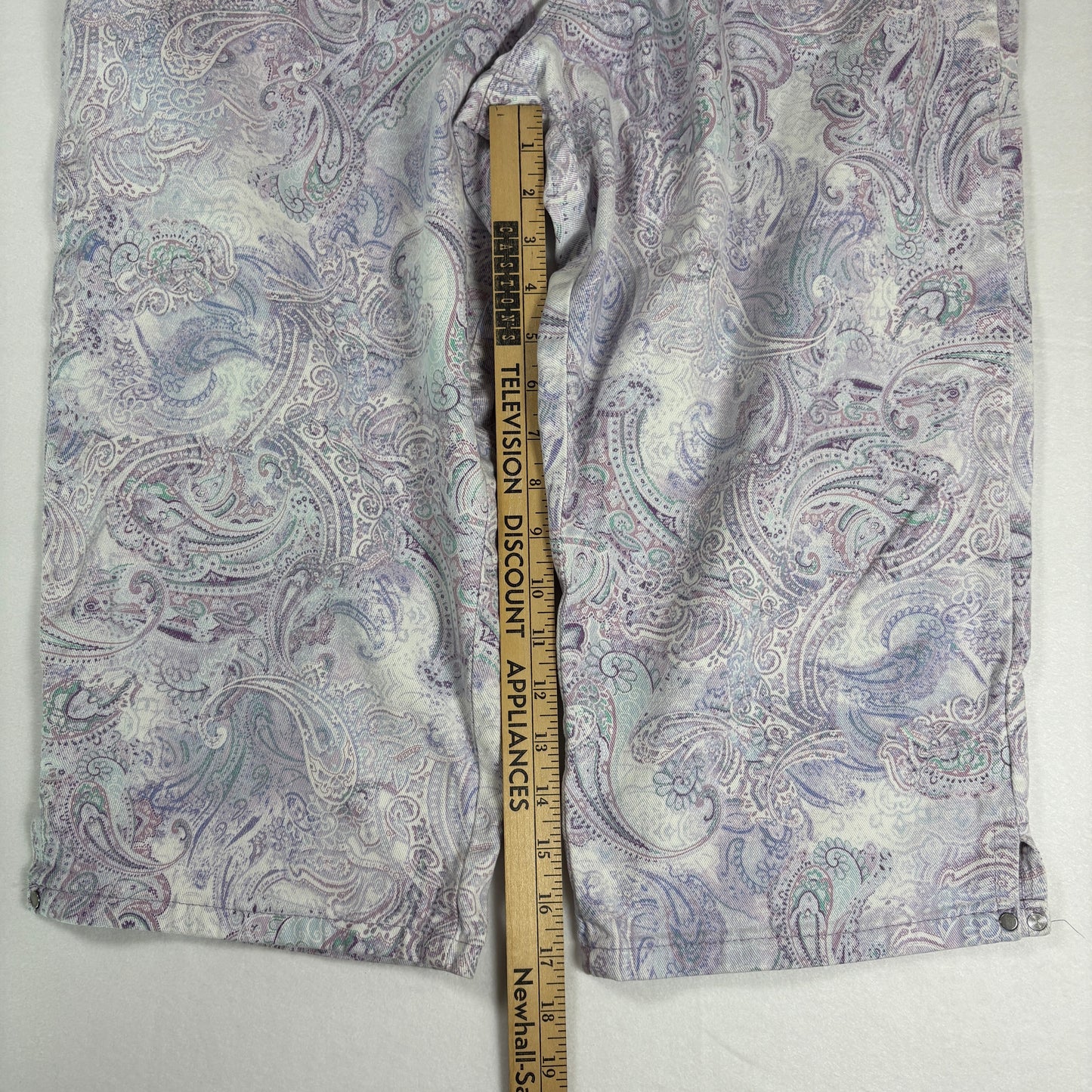 Gloria Vanderbilt Capri Pants Womens 18 Paisley Print Cropped Denim Casual
