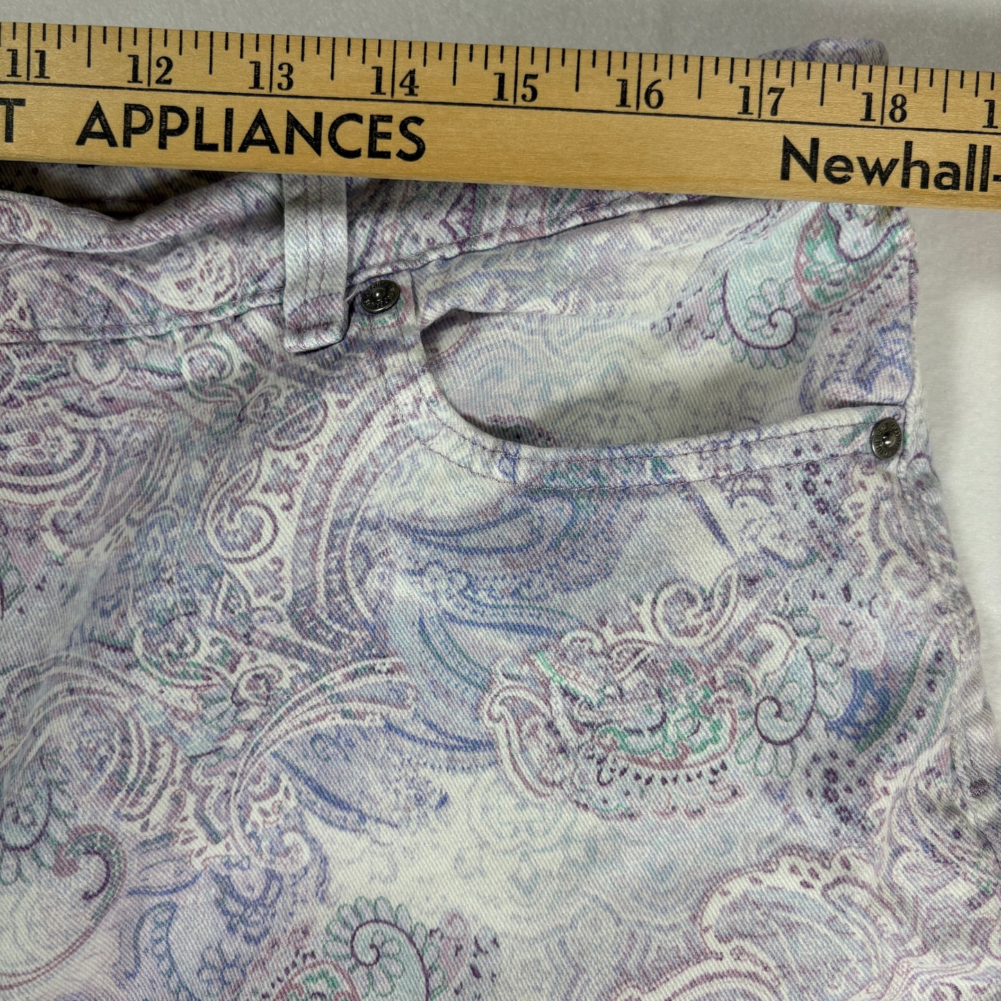 Gloria Vanderbilt Capri Pants Womens 18 Paisley Print Cropped Denim Casual