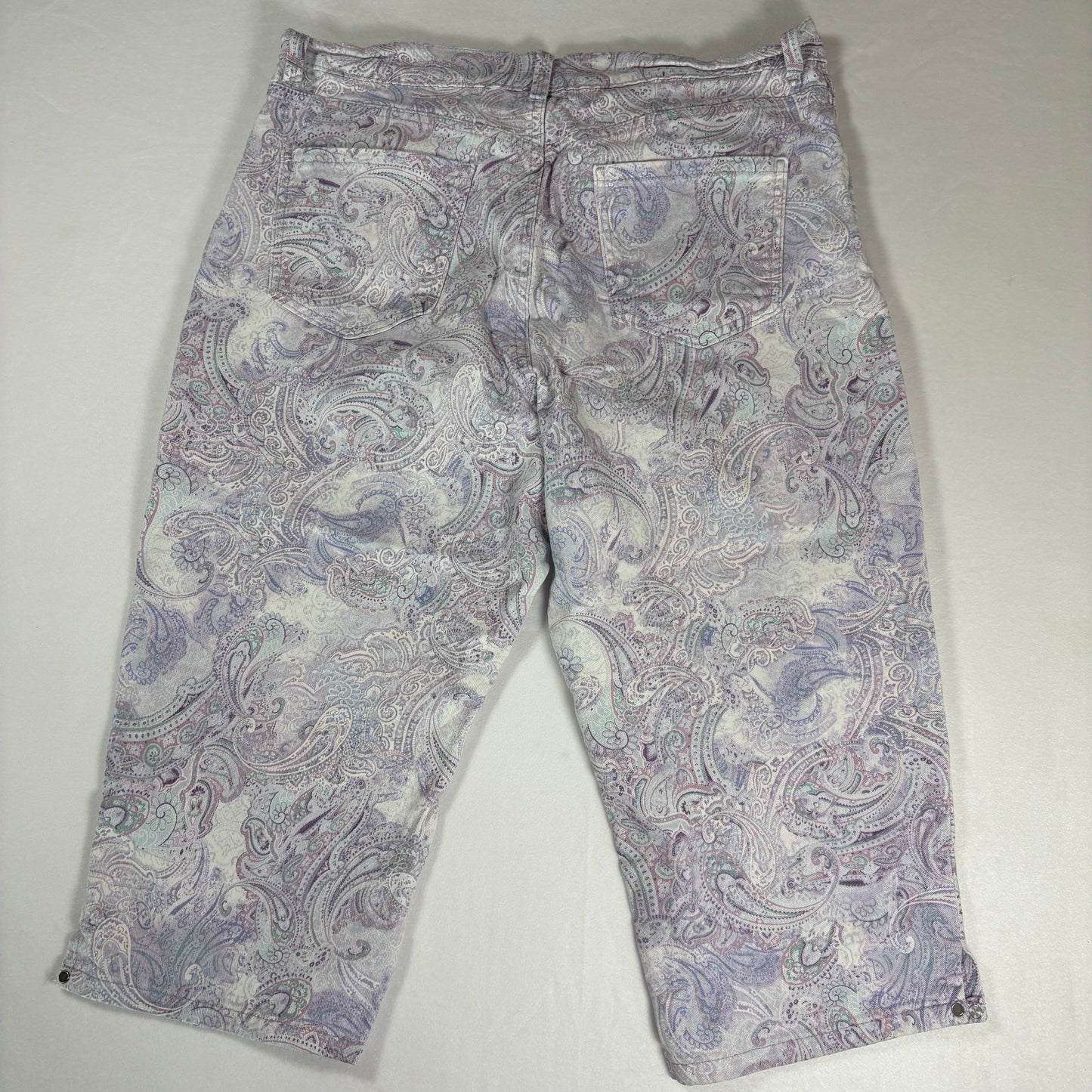 Gloria Vanderbilt Capri Pants Womens 18 Paisley Print Cropped Denim Casual