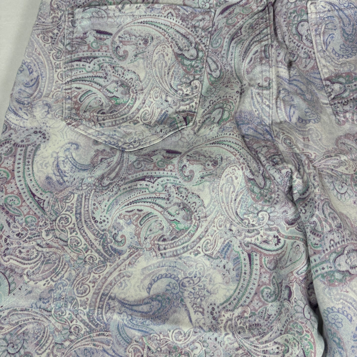 Gloria Vanderbilt Capri Pants Womens 18 Paisley Print Cropped Denim Casual