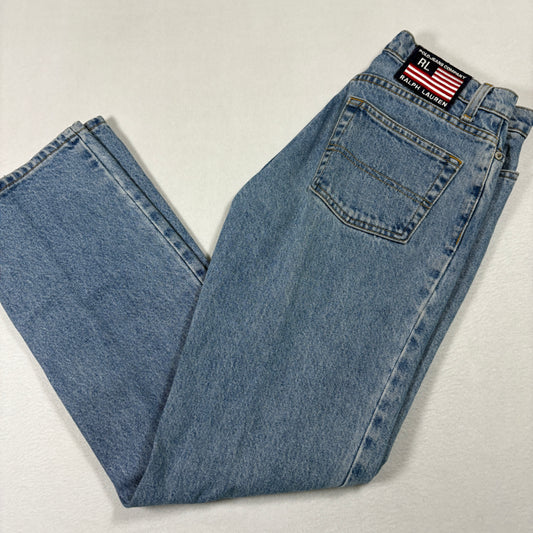 Polo Ralph Lauren Mens Jeans 28x30 RL Flag Patch Vintage 90s Y2K Light Wash Denim