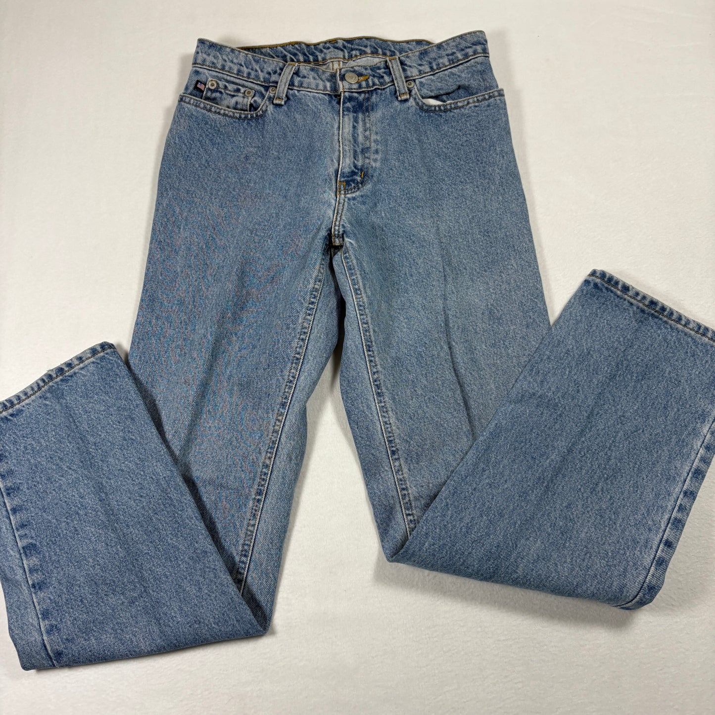 Polo Ralph Lauren Mens Jeans 28x30 RL Flag Patch Vintage 90s Y2K Light Wash Denim