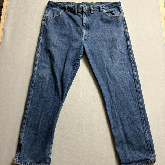 Rustler Mens Blue Denim Jeans Size 44 x 32 Straight Leg Regular Fit Workwear