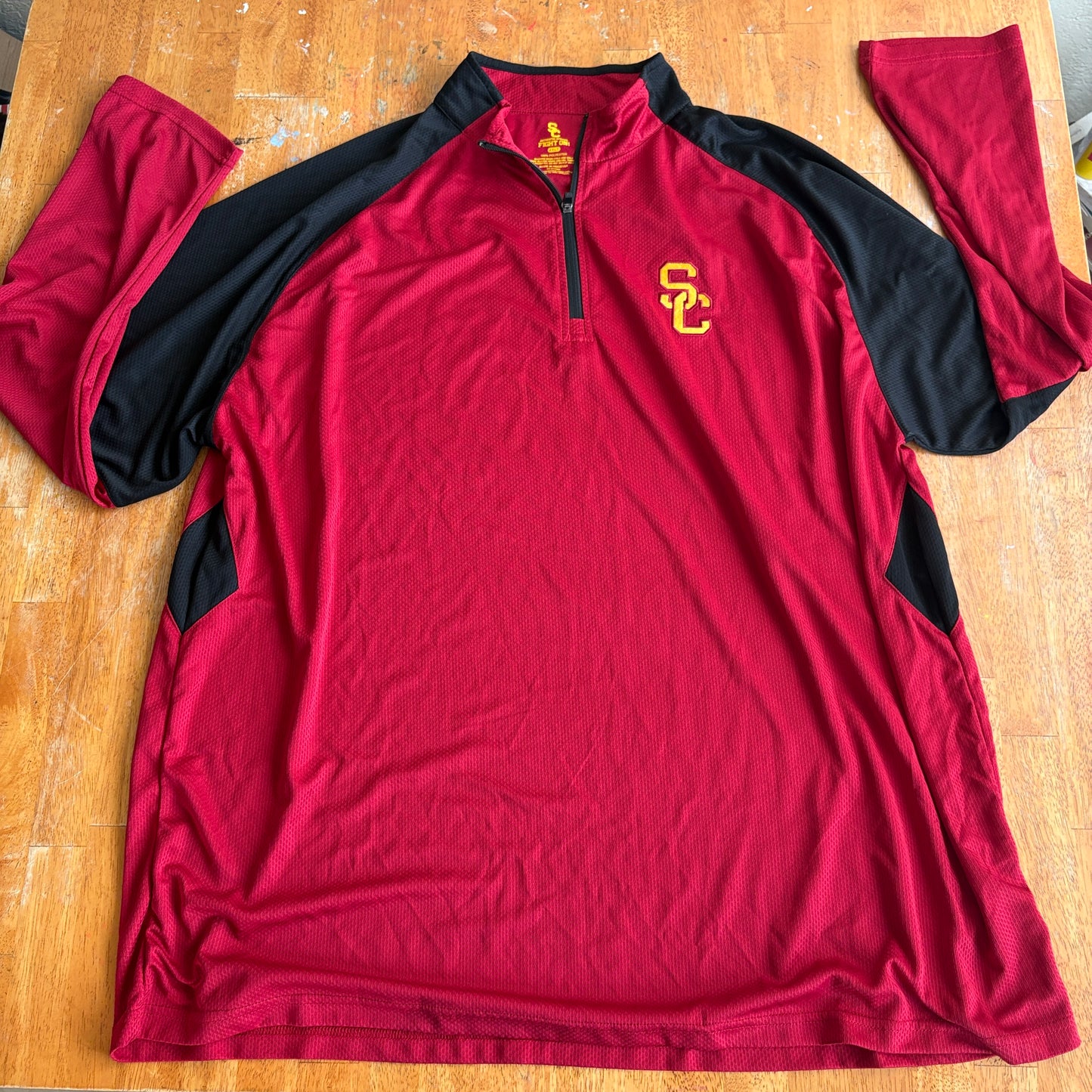 USC Trojans Quarter Zip Pullover Mens 4XLT Red Black Athletic Team Jacket NCAA