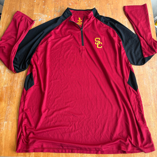 USC Trojans Quarter Zip Pullover Mens 4XLT Red Black Athletic Team Jacket NCAA