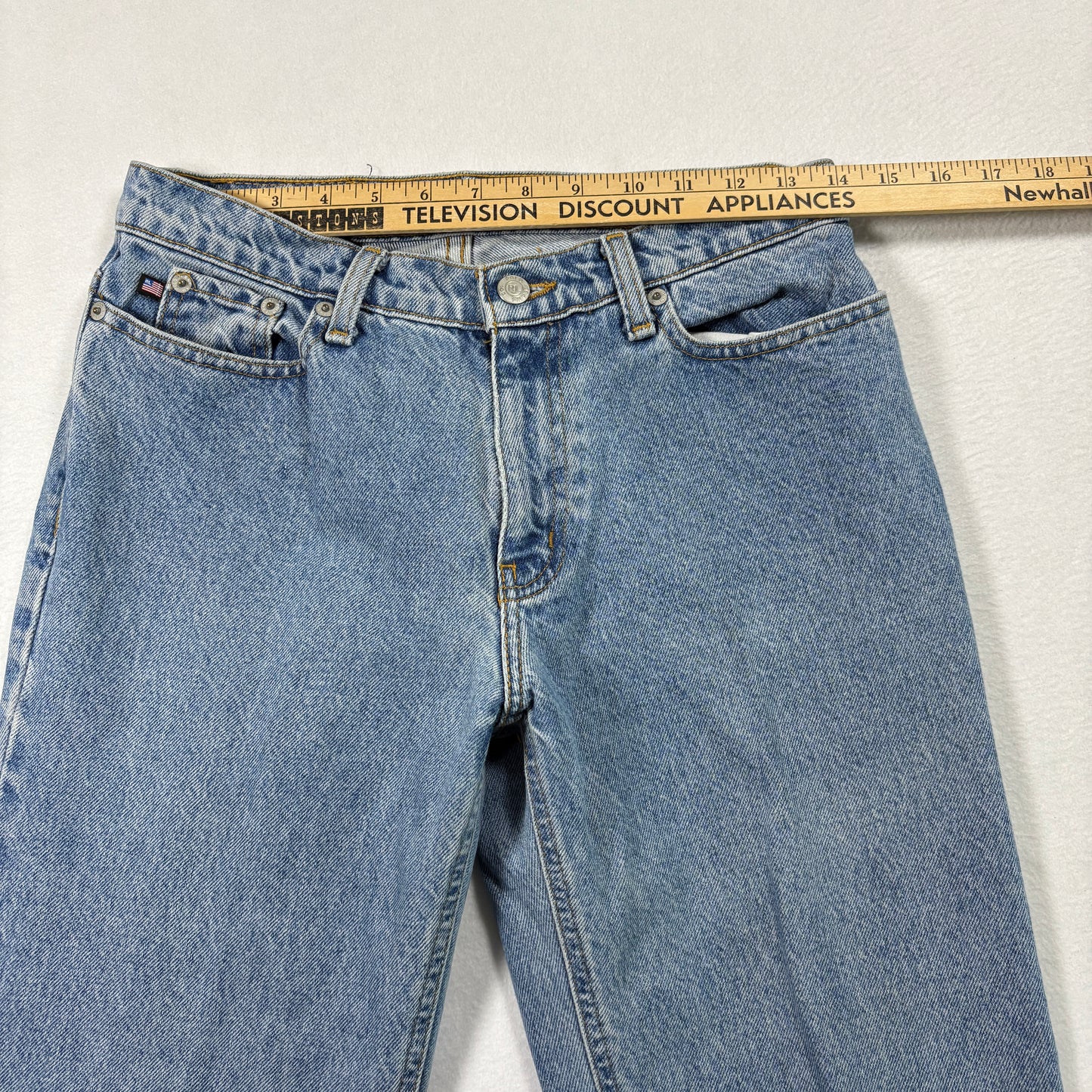 Polo Ralph Lauren Mens Jeans 28x30 RL Flag Patch Vintage 90s Y2K Light Wash Denim