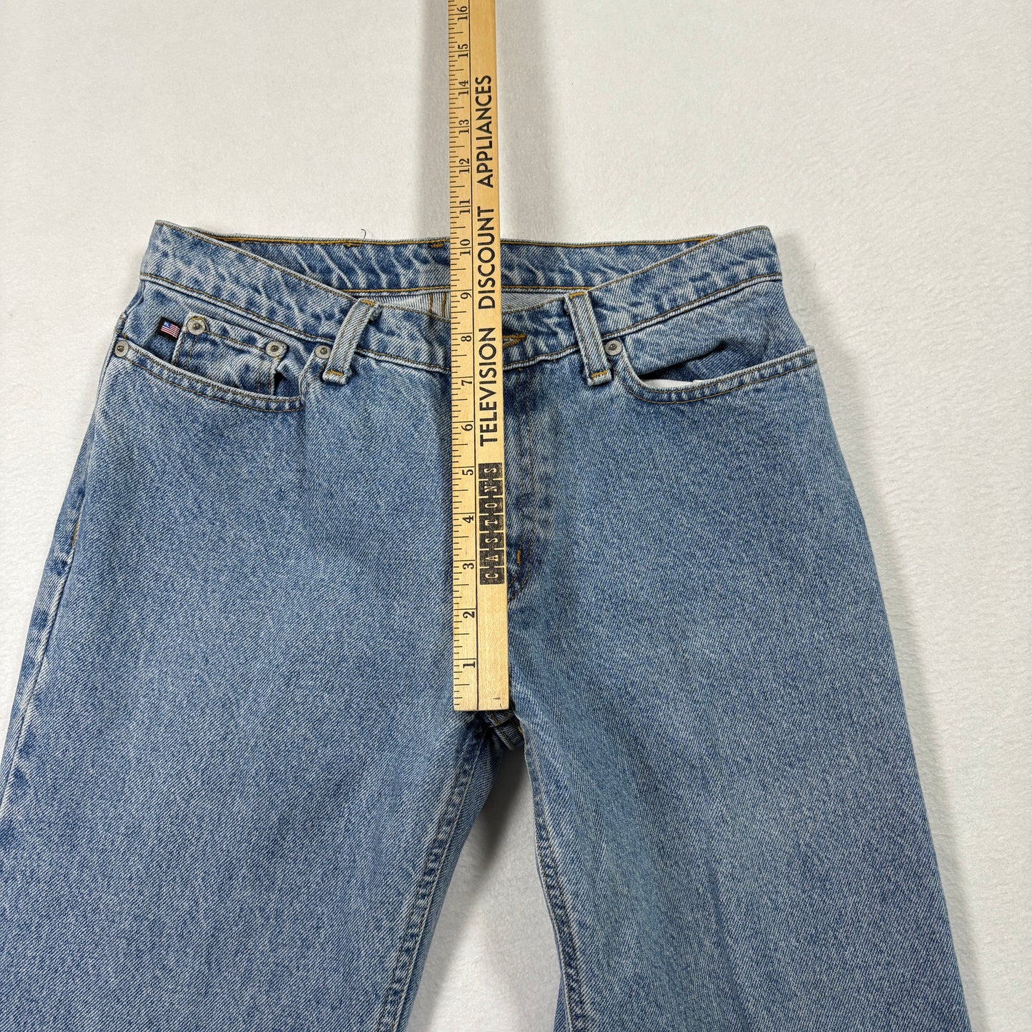 Polo Ralph Lauren Mens Jeans 28x30 RL Flag Patch Vintage 90s Y2K Light Wash Denim