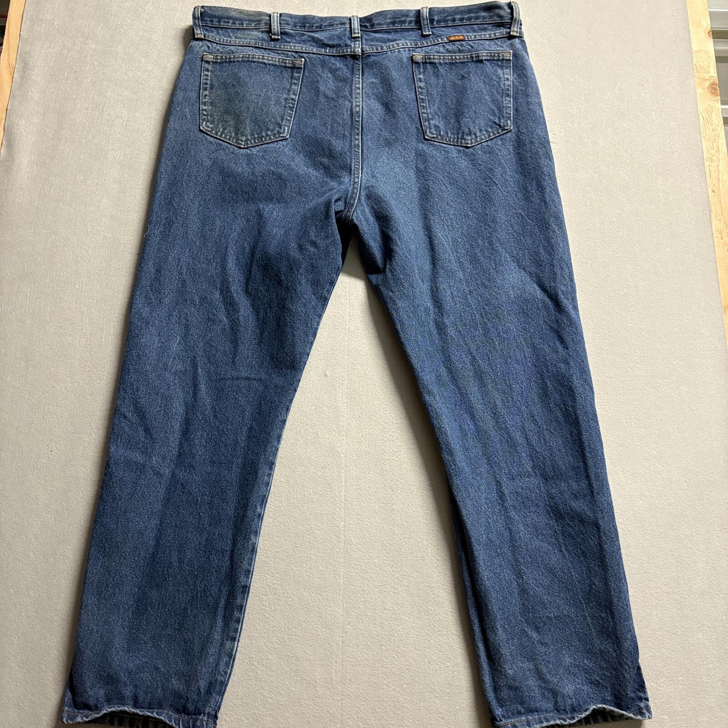 Rustler Mens Blue Denim Jeans Size 44 x 32 Straight Leg Regular Fit Workwear