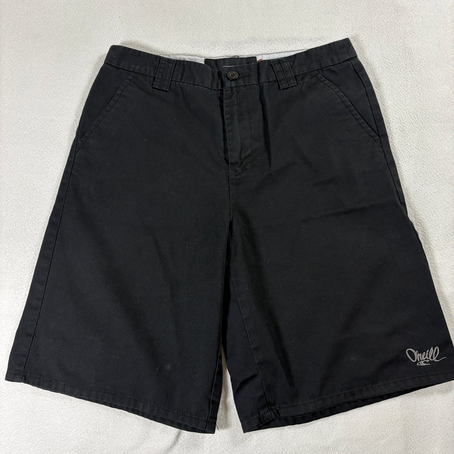 O'Neill Black Chino Walk Shorts Surf Skate Casual Tag 30 Fits Like 30 Flat Front