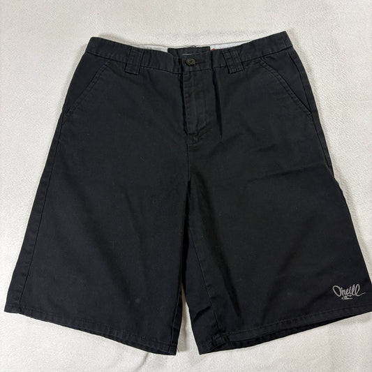 O'Neill Black Chino Walk Shorts Surf Skate Casual Tag 30 Fits Like 30 Flat Front