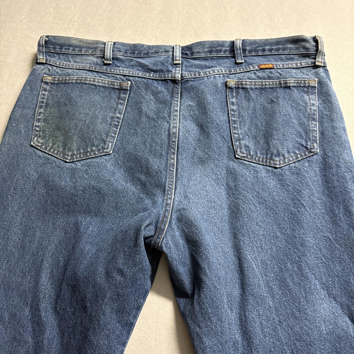 Rustler Mens Blue Denim Jeans Size 44 x 32 Straight Leg Regular Fit Workwear