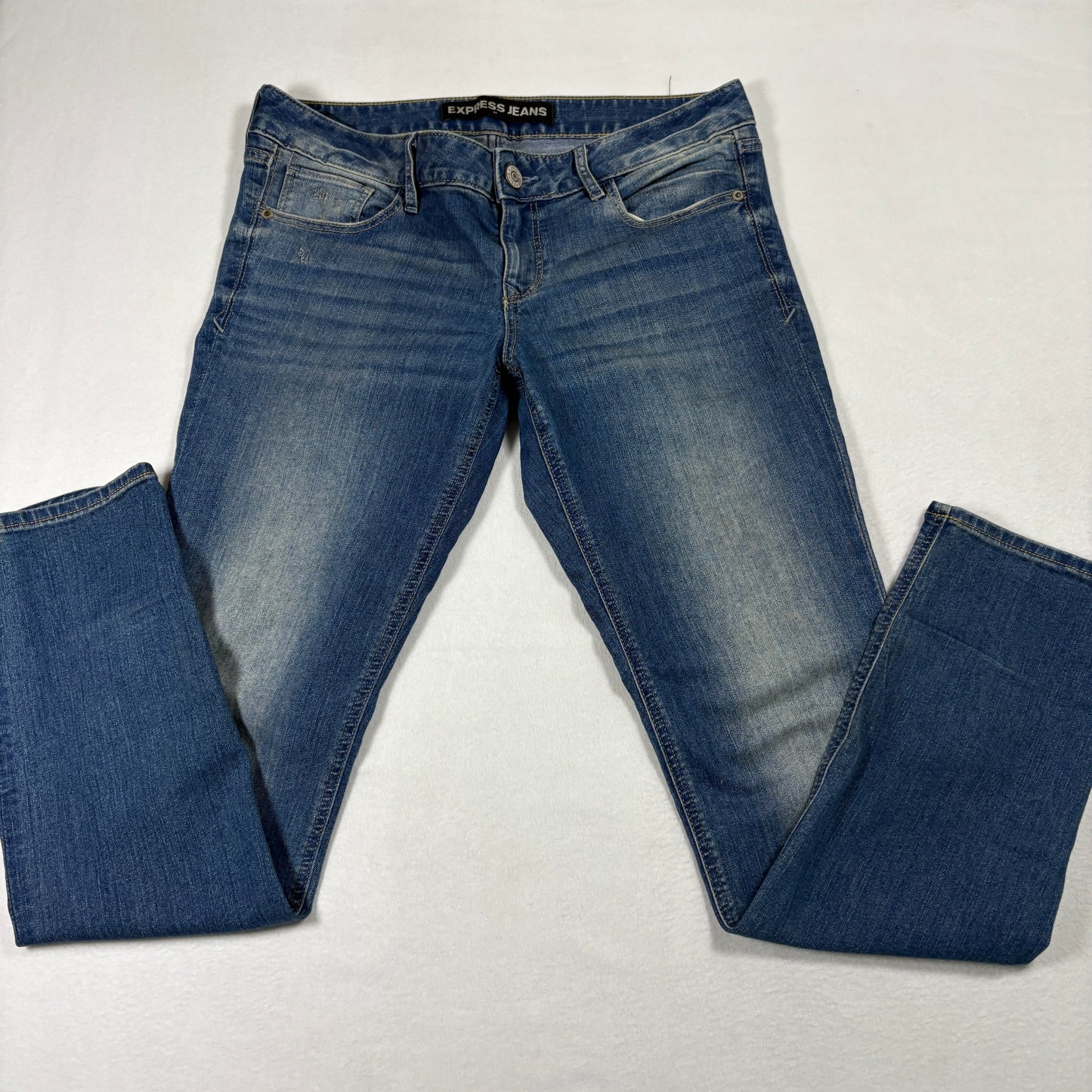 Express Womens Jeans Size 8R Low Rise Skinny Blue Stretch Denim Y2K 2000s