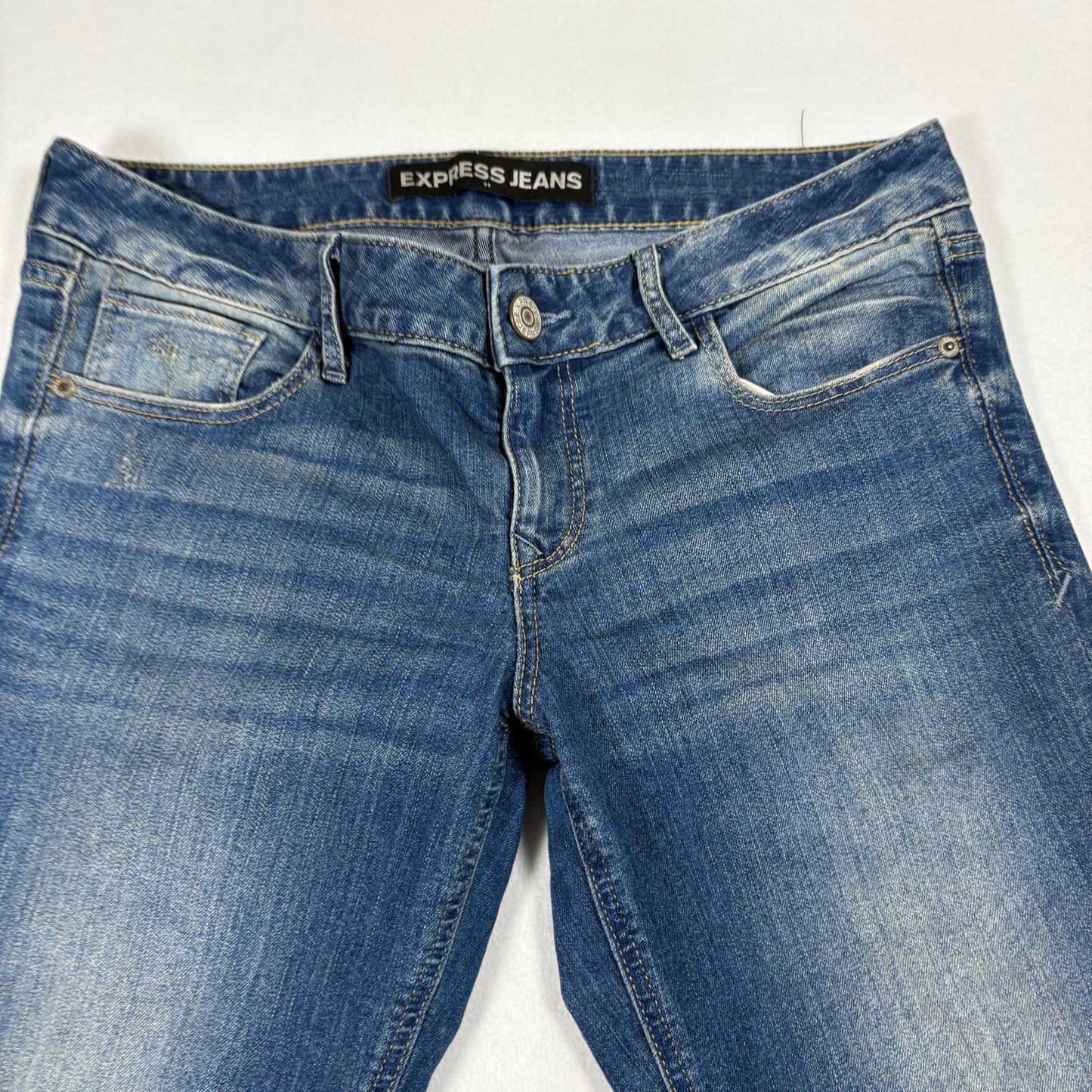 Express Womens Jeans Size 8R Low Rise Skinny Blue Stretch Denim Y2K 2000s