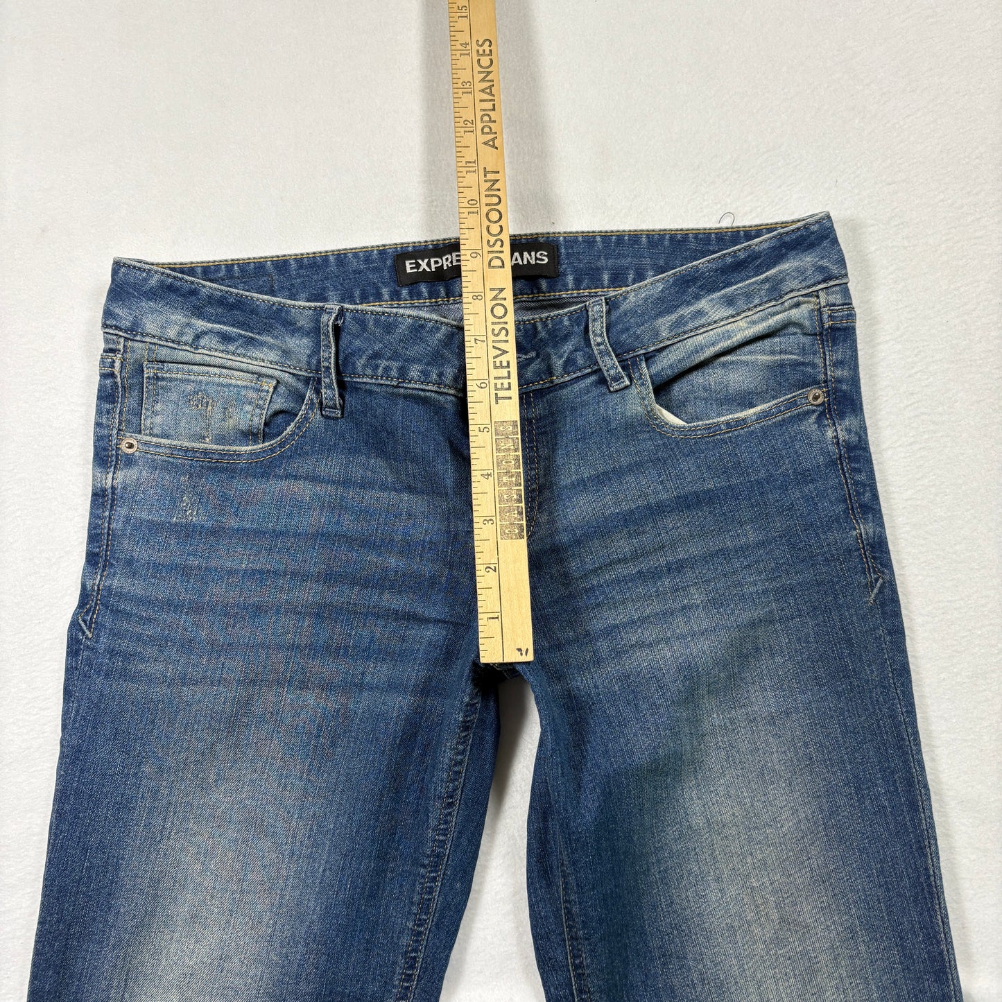 Express Womens Jeans Size 8R Low Rise Skinny Blue Stretch Denim Y2K 2000s