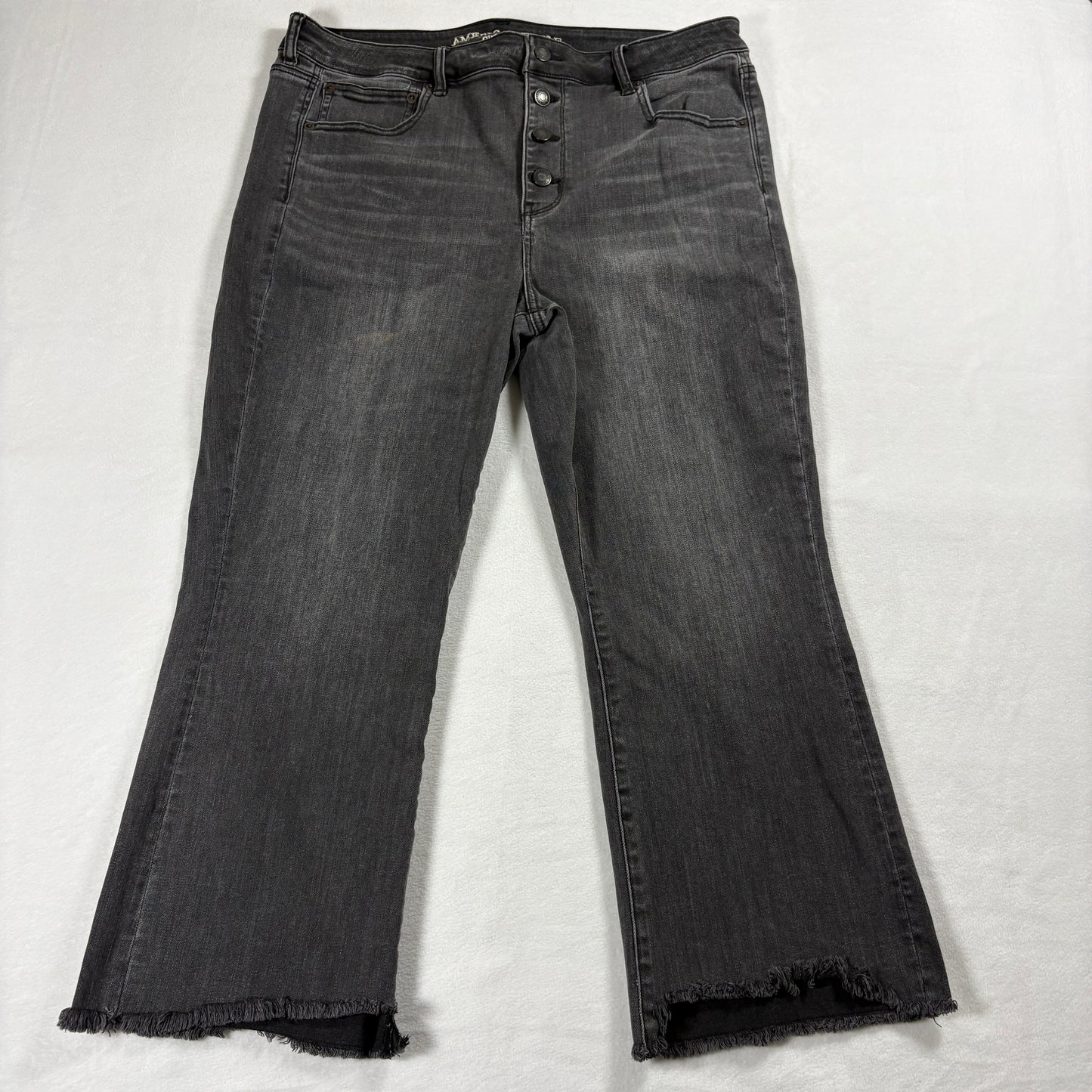 American Eagle Jeans Womens 18 Short Black Super Stretch Raw Hem Denim Style Mod
