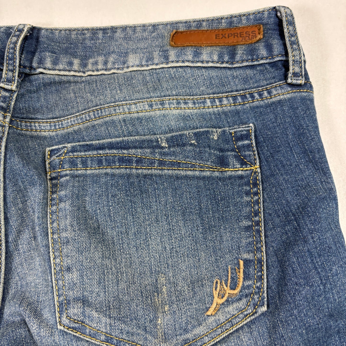 Express Womens Jeans Size 8R Low Rise Skinny Blue Stretch Denim Y2K 2000s