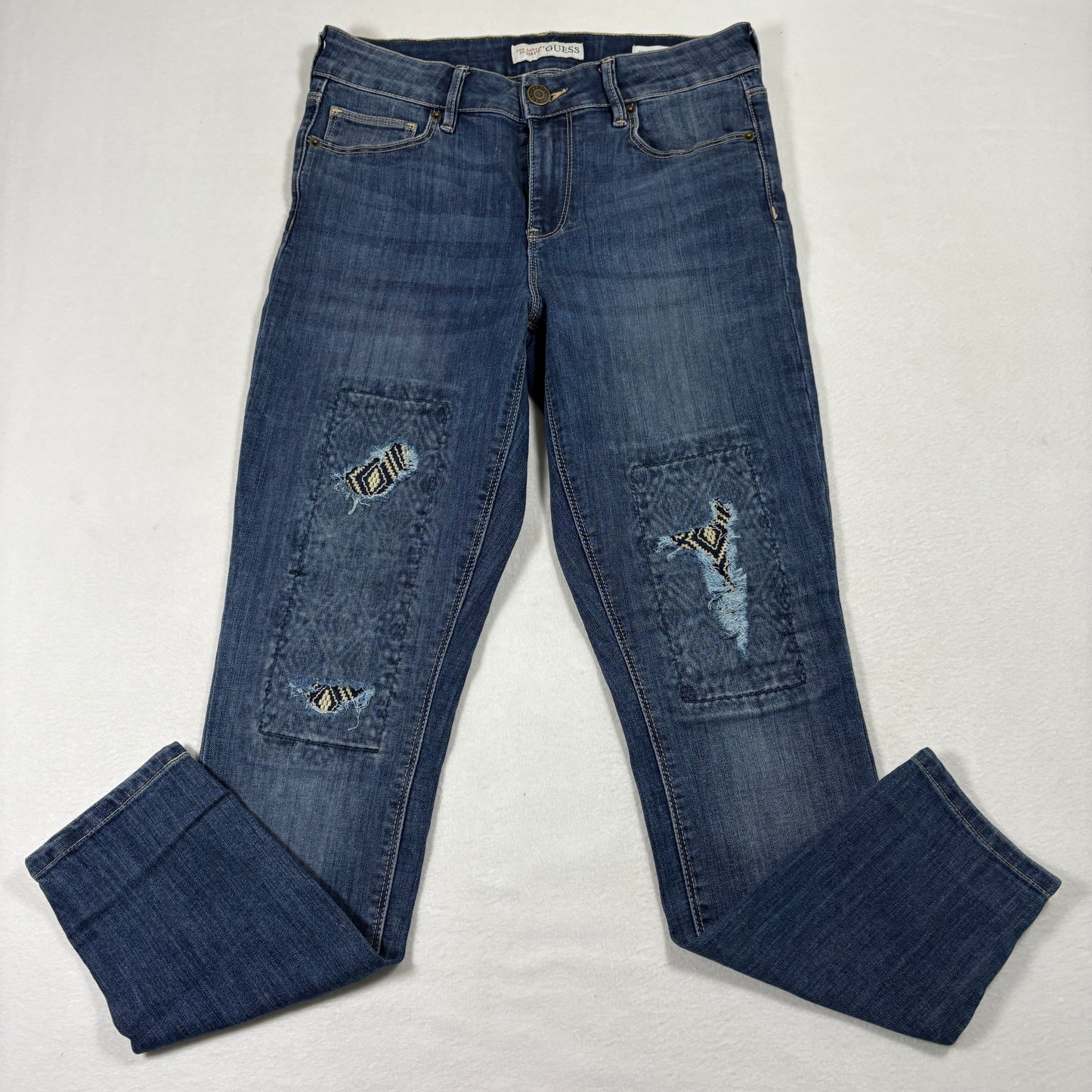 Guess Womens Jeans 28 High Rise Skinny Tahiana Fit Distressed Blue Denim Y2K