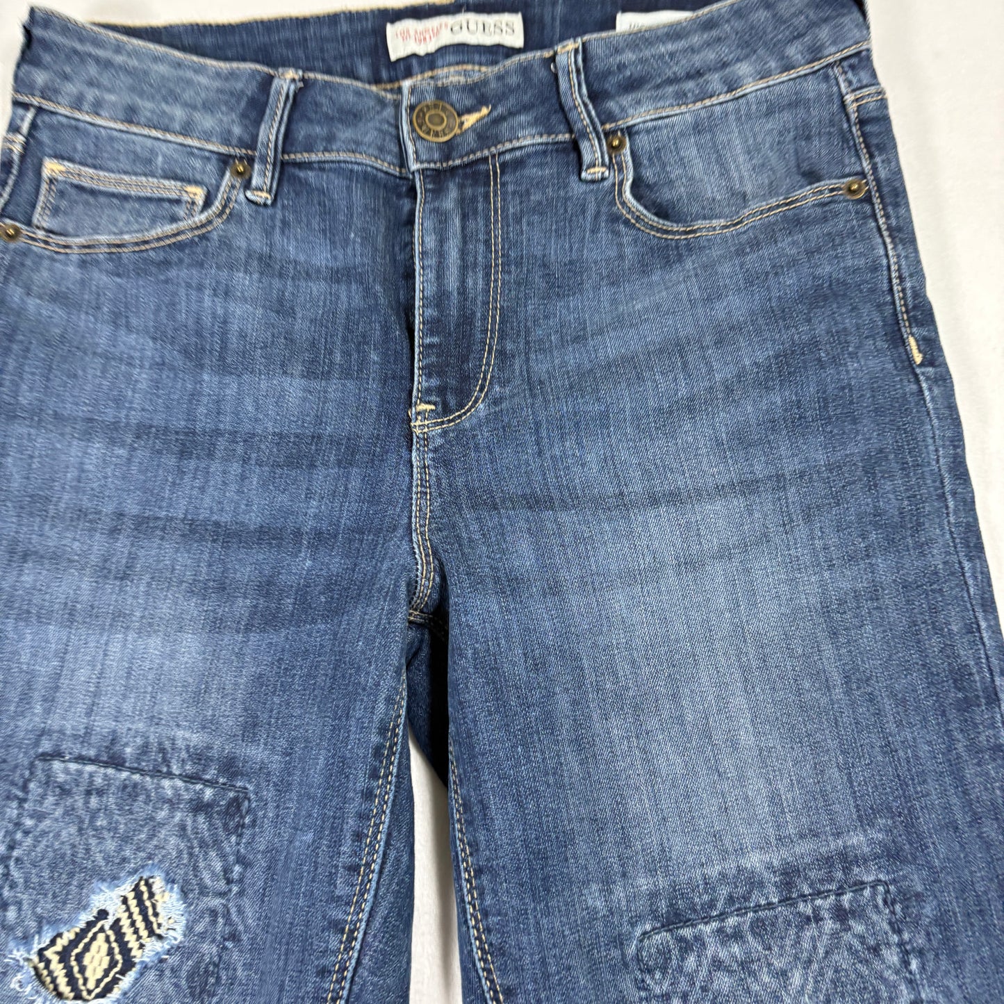 Guess Womens Jeans 28 High Rise Skinny Tahiana Fit Distressed Blue Denim Y2K