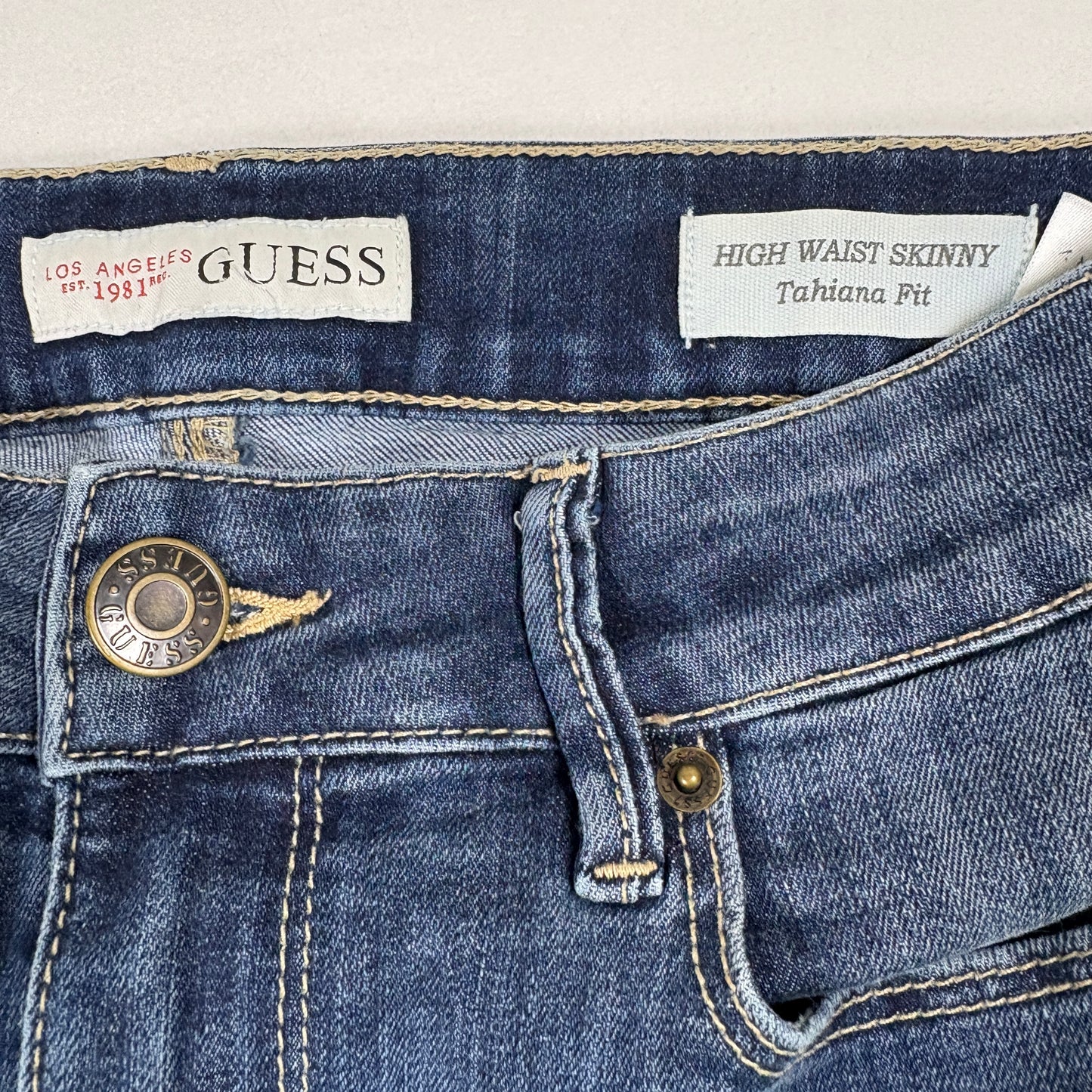 Guess Womens Jeans 28 High Rise Skinny Tahiana Fit Distressed Blue Denim Y2K