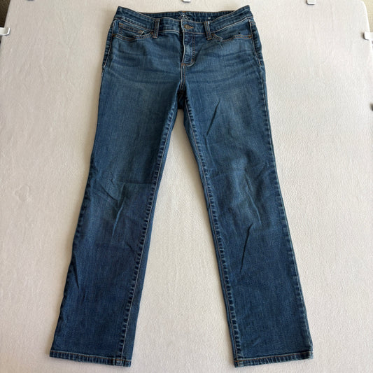 St Johns Bay Jeans Womens 10P Blue Straight Leg Mid Rise Denim Classic Fit