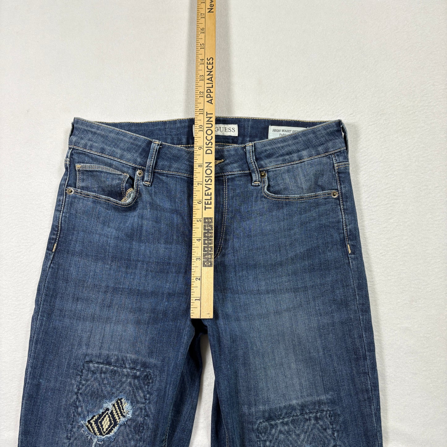Guess Womens Jeans 28 High Rise Skinny Tahiana Fit Distressed Blue Denim Y2K