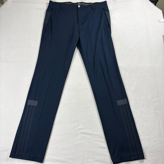 Adidas Mens Pants 34x32 Navy Stretch Golf Performance Mesh Vent Slim Fit Actives!