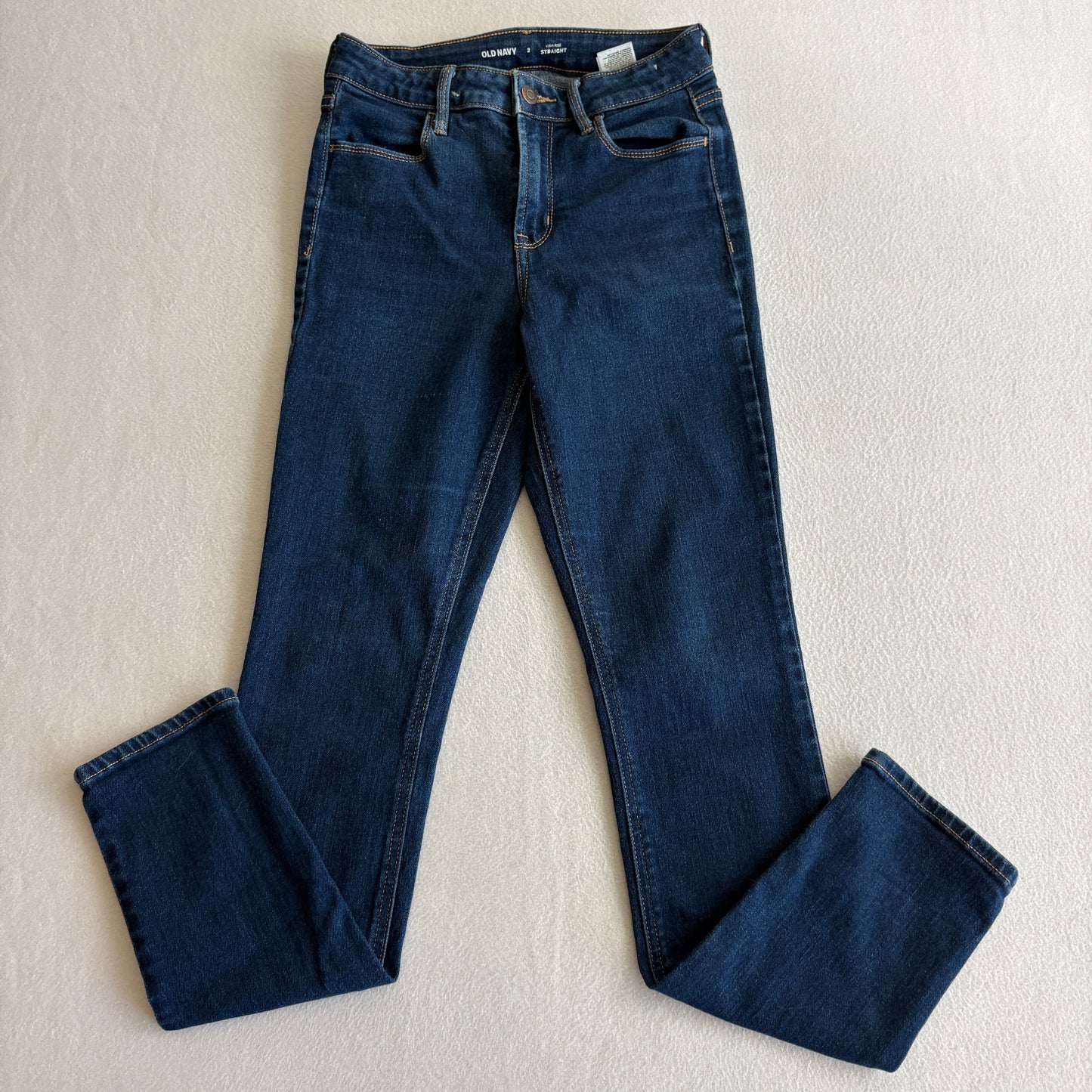 Old Navy Jeans Womens 2 High Rise Straight Leg Dark Wash Stretch Denim Pants