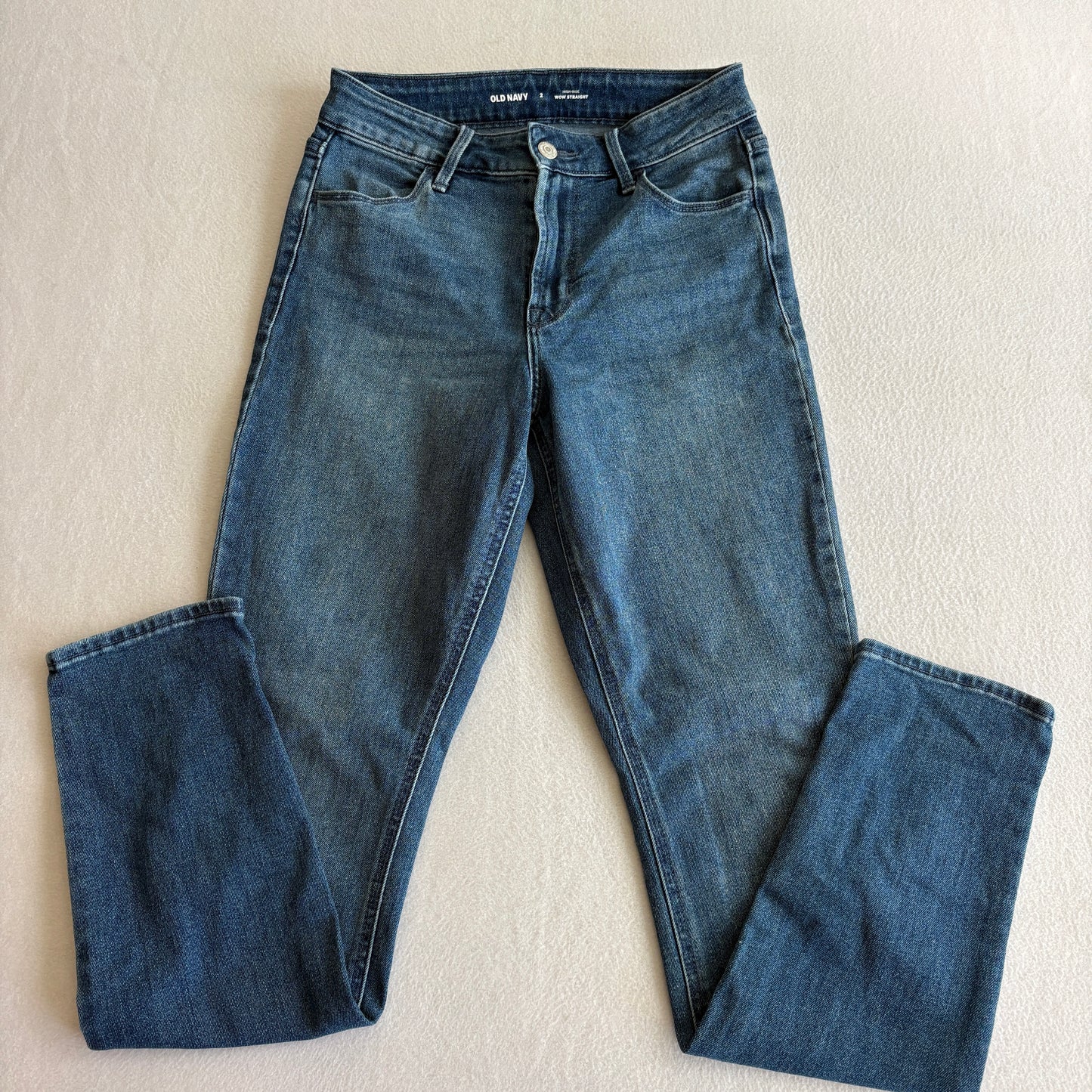 Old Navy Jeans Womens 2 High Rise Wow Straight Blue Denim Stretch Classic Fit