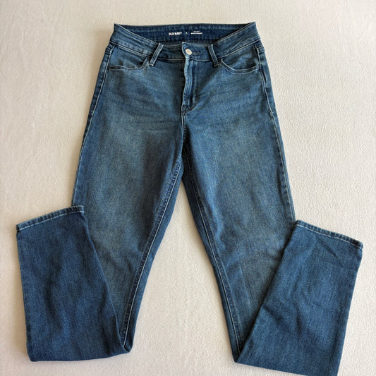 Old Navy Jeans Womens 2 High Rise Wow Straight Blue Denim Stretch Classic Fit