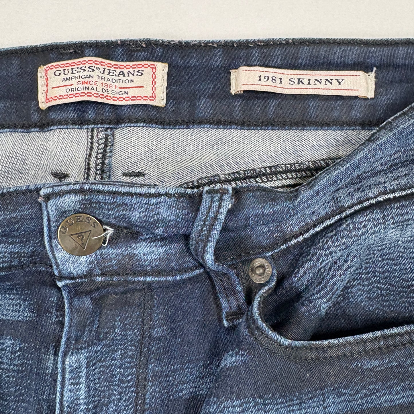 Guess Womens Jeans 31 1981 Skinny Dark Wash Stretch Blue Denim Vintage Y2K