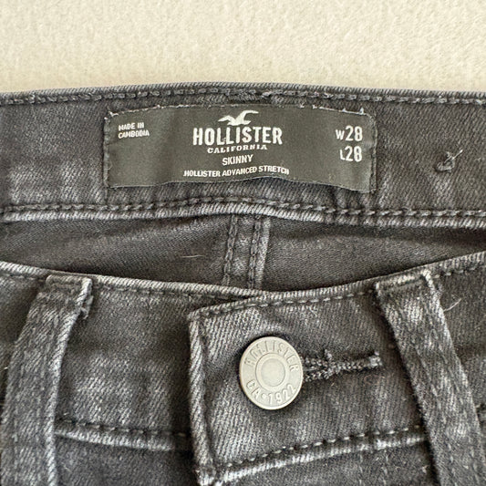 Hollister Jeans Mens 28x28 Black Skinny Fit Advanced Stretch Denim Casual