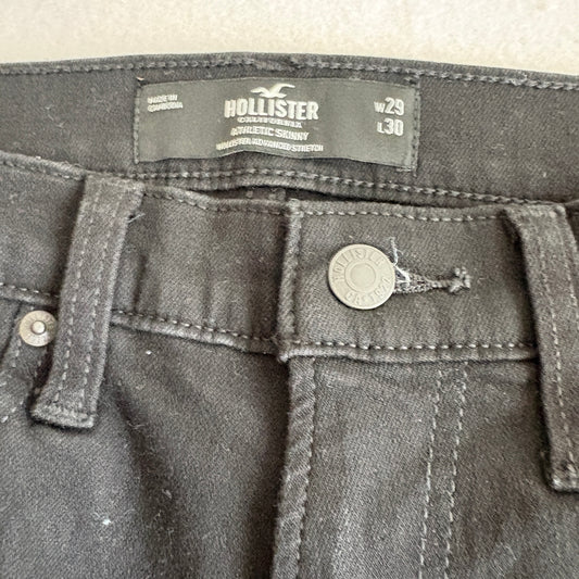 Hollister Jeans Mens 29x30 Black Distressed Athletic Skinny Advanced Stretch
