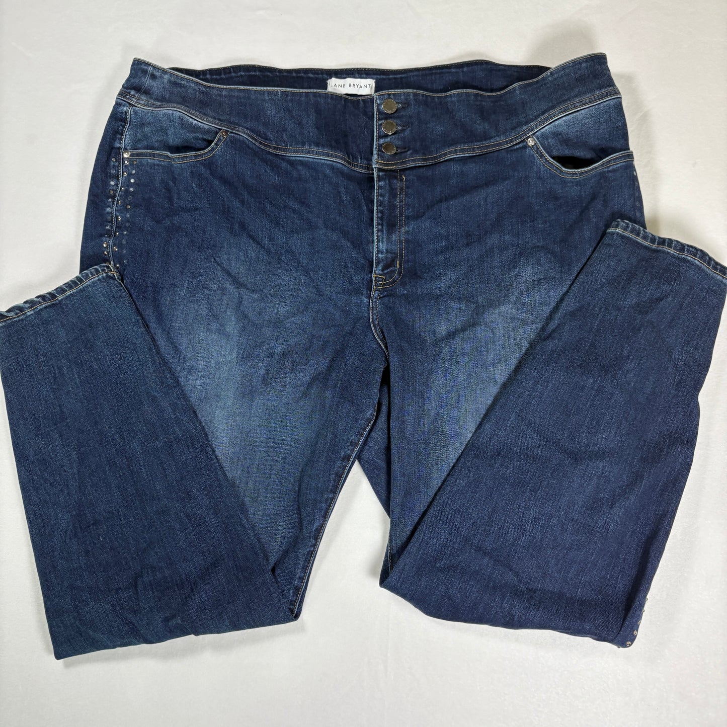 Lane Bryant Women’s 26W Dark Wash Bootcut Jeans Button Fly Studded Plus Size
