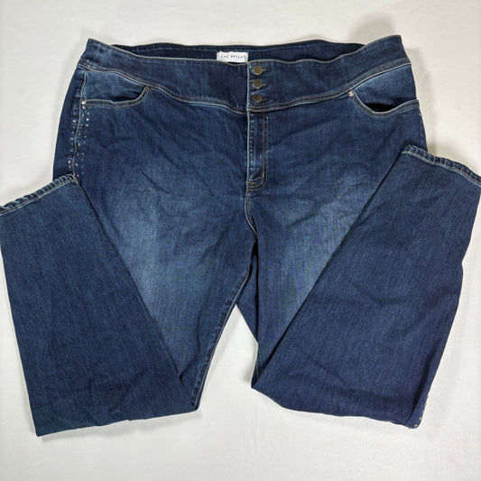 Lane Bryant Women’s 26W Dark Wash Bootcut Jeans Button Fly Studded Plus Size
