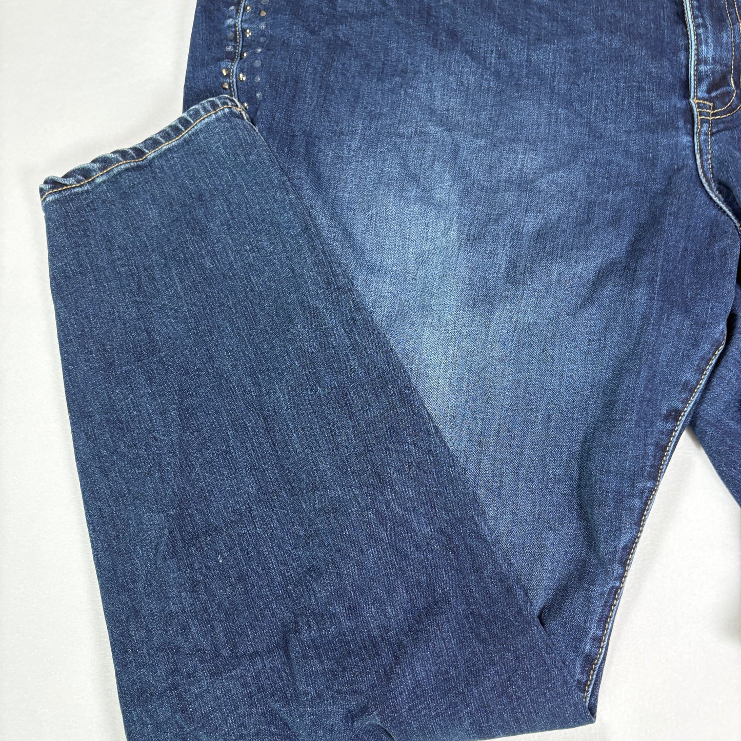 Lane Bryant Women’s 26W Dark Wash Bootcut Jeans Button Fly Studded Plus Size