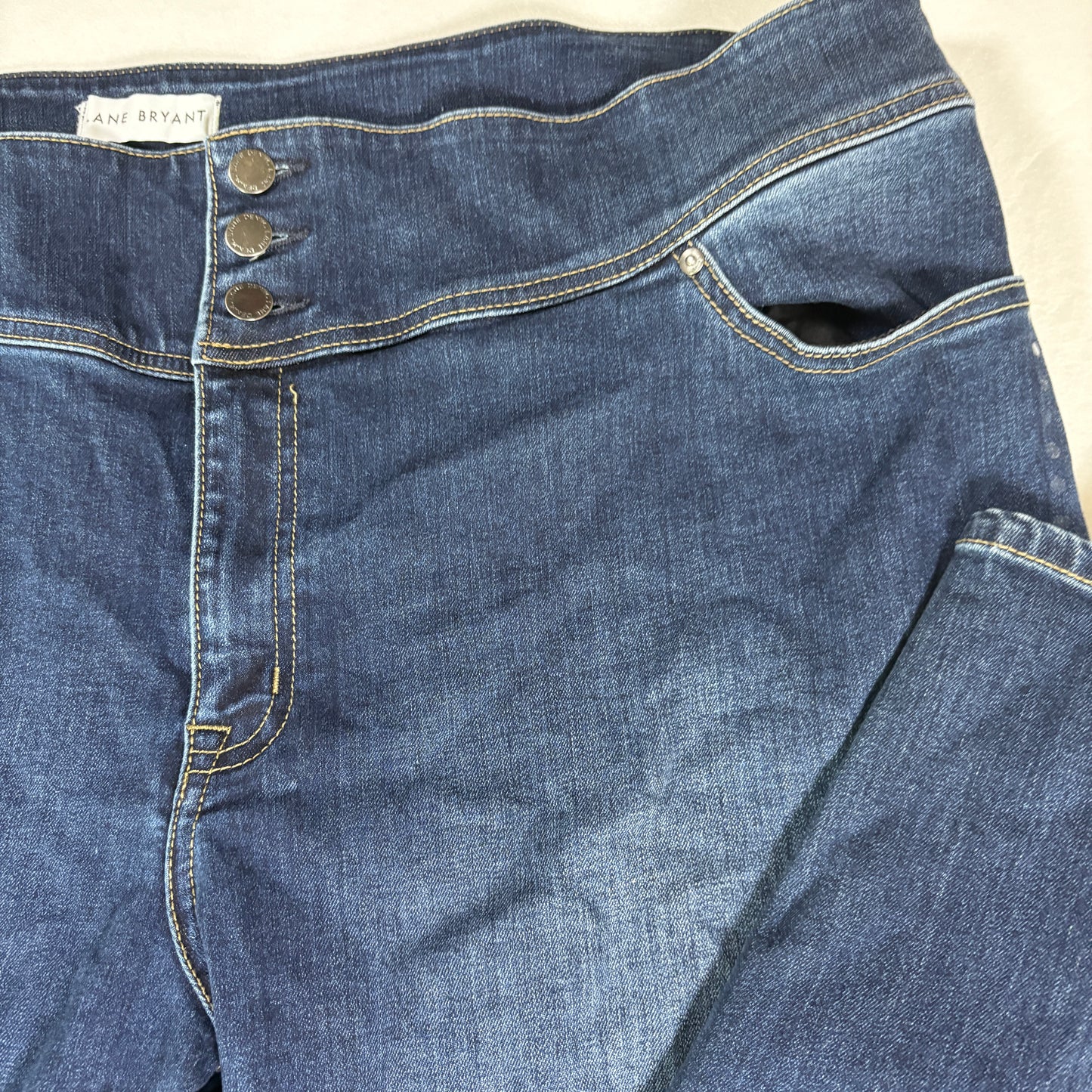 Lane Bryant Women’s 26W Dark Wash Bootcut Jeans Button Fly Studded Plus Size